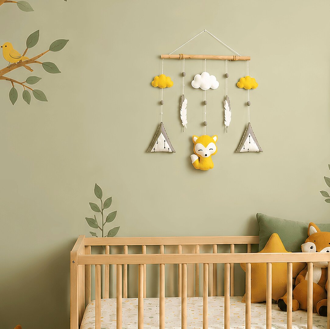Décoration murale pour chambre bébé renard avec ce capteur de rêves original aux couleurs à personnaliser