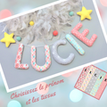 Guirlande prénom en tissu rose corail et vert d'eau, à motif étoiles, pour porte de chambre bébé fille