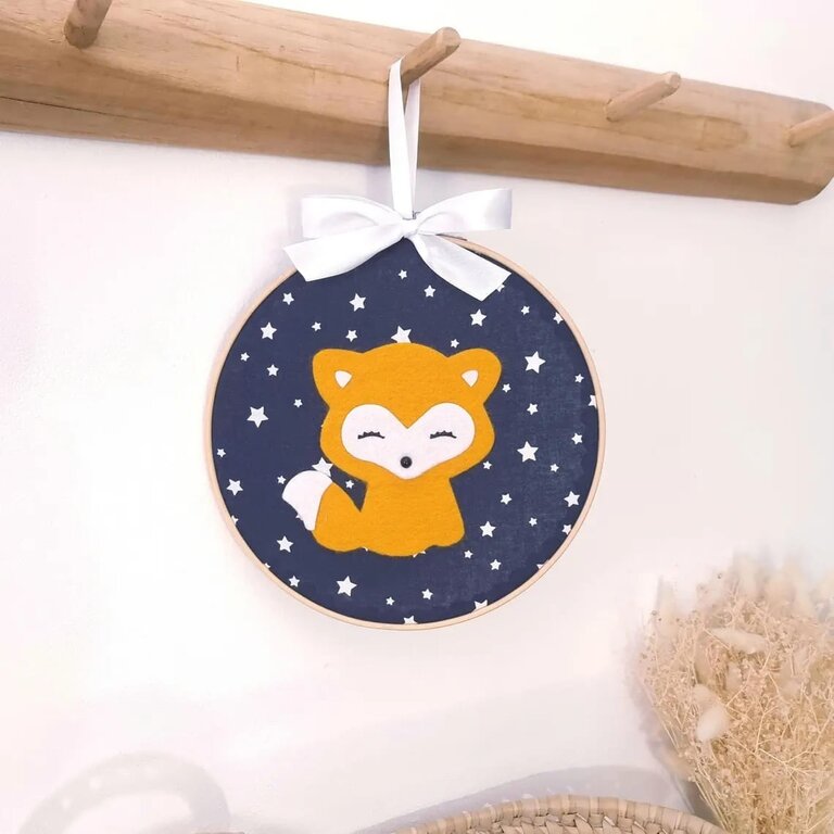 Cadre en bois pour déco murale chambre bébé garçon ou fille sur le thème renard