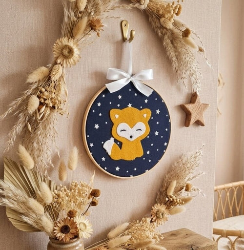 Cadre en bois pour déco murale chambre bébé garçon ou fille sur le thème renard