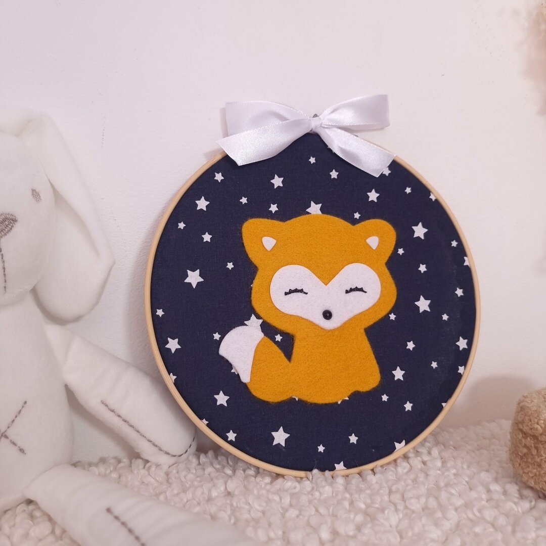 Cadre en bois pour déco murale chambre bébé garçon ou fille sur le thème renard
