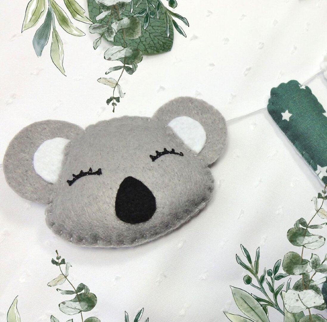 Décoration chambre bébé garçon ou fille sur le thème koala, avec guirlande prénom en tissu