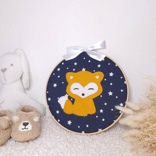 Cadre en bois pour déco murale chambre bébé garçon ou fille sur le thème renard