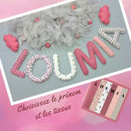 Guirlande prénom en tissu vieux rose et beige, décoration murale chambre bébé fille