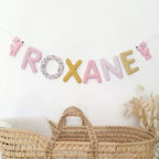 Guirlande prénom en tissu esprit biche des bois et forêt pour chambre bébé fille