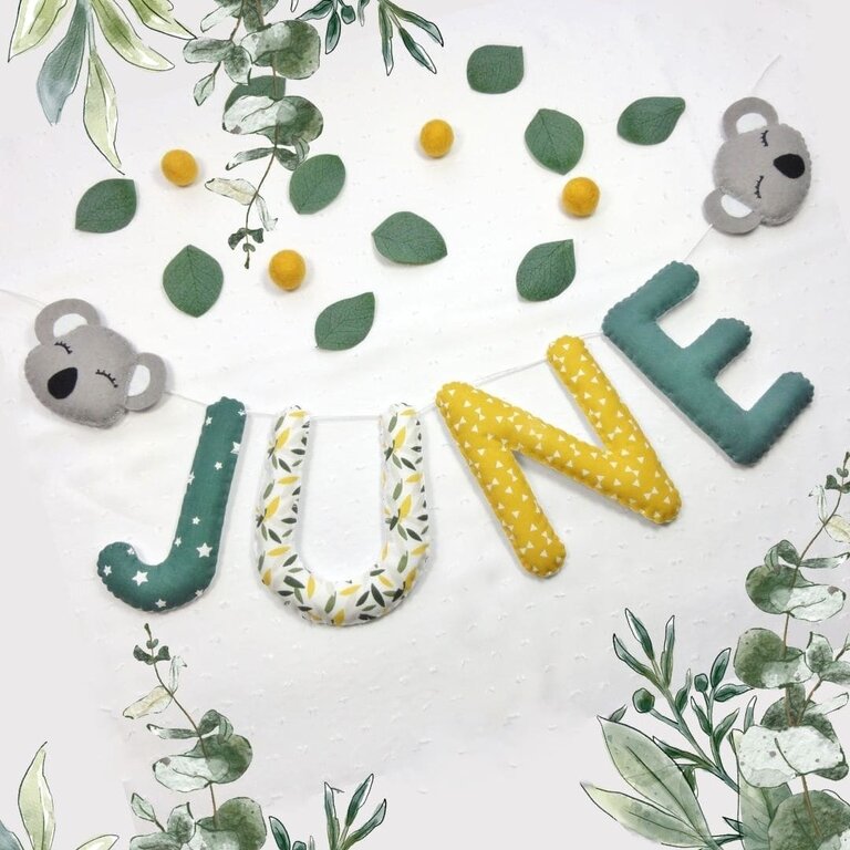 Décoration murale personnalisée pour chambre bébé, koala et forêt d'eucalyptus