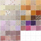Nuancier des tissus beige, marron et violet mauve lilas pour personnaliser la guirlande prénom en tissu