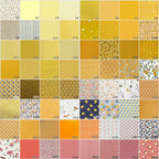 Nuancier des tissus jaune, orange et rouge pour personnaliser la guirlande prénom en tissu