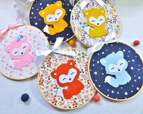 Cadre en bois pour déco murale chambre bébé garçon ou fille sur le thème renard